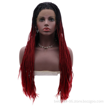 wholesale jumbo glueless transparent micro braided cornrow lace wig twist for black women pre braided wig